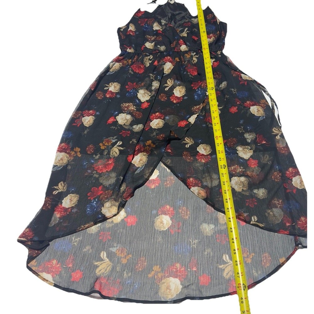 Lucky Brand Womens Midi Dress size M Black Dark Floral Chiffon Faux Wrap NWT - Picture 11 of 11
